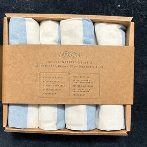 Maison Light Blue and Ivory Napkins        set of 4. Made in India
